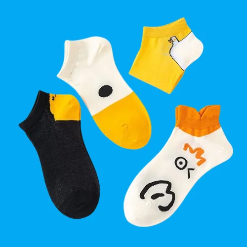 

5/10 Pairs Spring and Summer Socks Women's Boat Socks Shallow Mouth Low-top Socks Cartoon Duck Creative Personality Socks