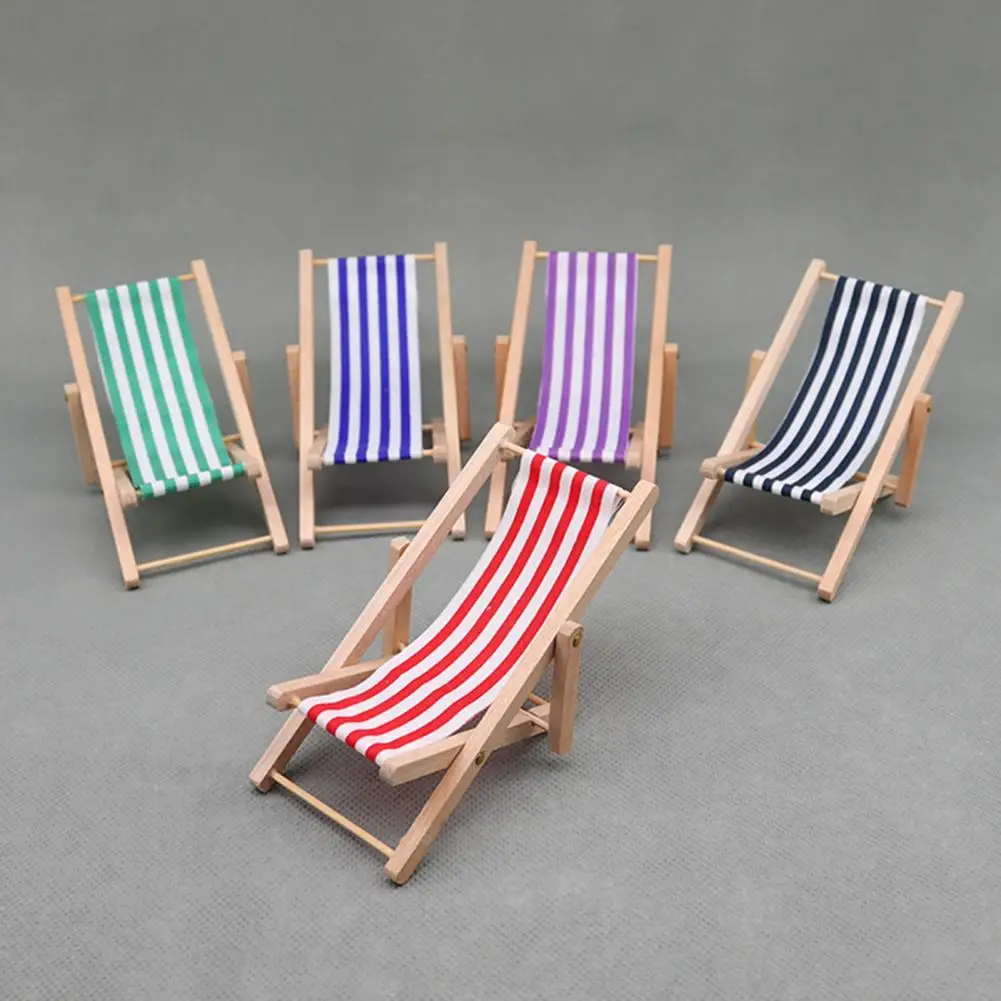 1/12 Beach Chair  Small DIY Miniature Christmas Gift  Mini Size 1/12 Dollhouse Furniture