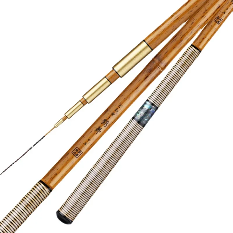 7.2M Carbon Hand Rod Telescopic Fishing Pole High End Handmade Bamboo Imitation All Round Rod Wild Freshwater Angling Tackle