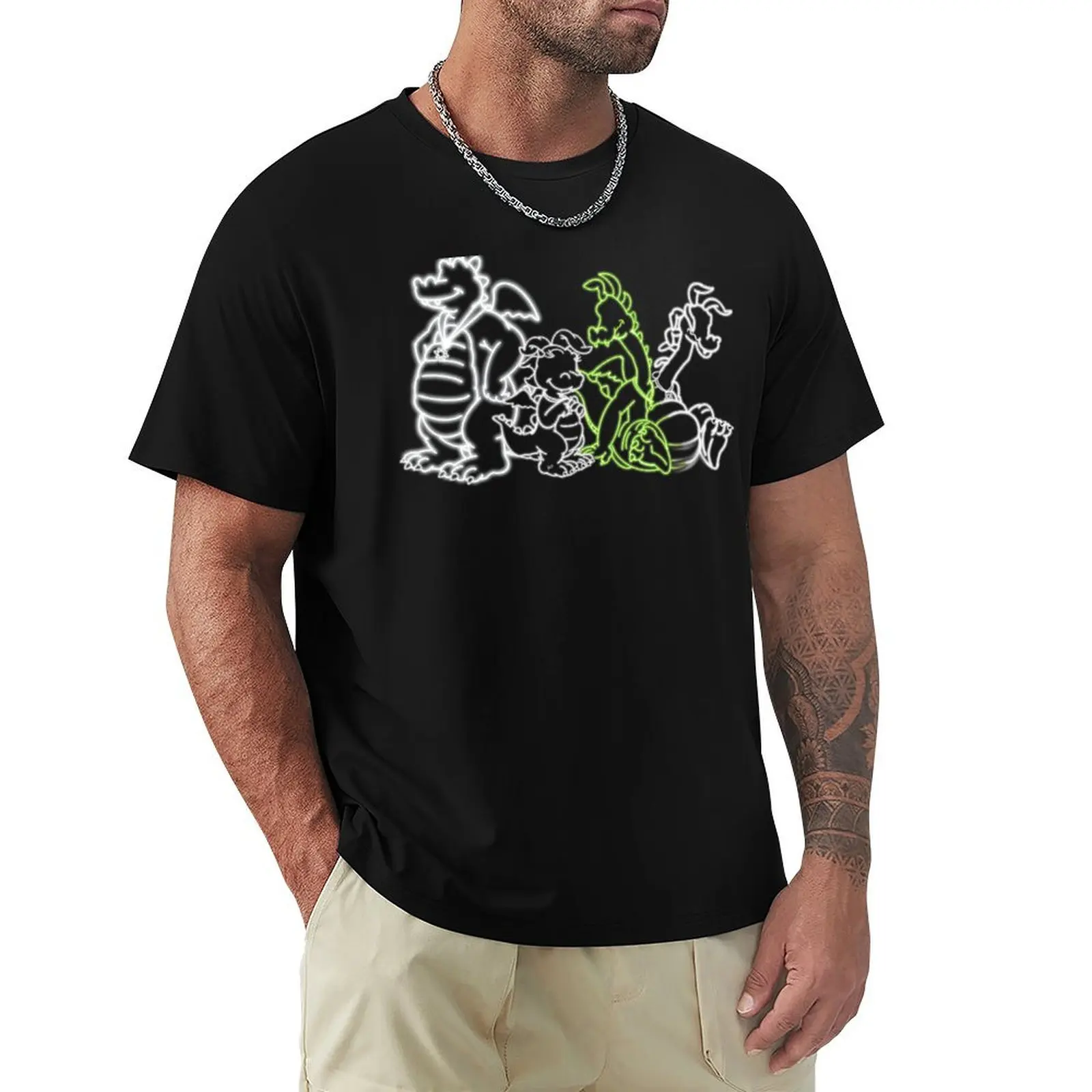 

Glow dragon tales T-Shirt plain man clothes football t shirt Funny t-shirts T-shirt men
