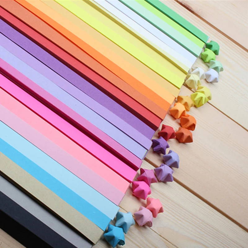540 Blatt 27 Farben Origami-Sternenpapierstreifen Glücksstern-Origami Dekorationsfaltbare Papierstreifen DIY Kinder Handwerk Bastelbedarf