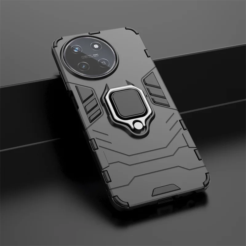 For Realme 11 4G 2023 Case Magnetic Car Holder Ring Armor Kickstand Phone Case For Realme 11 4G RMX3636 Shockproof Back Cover