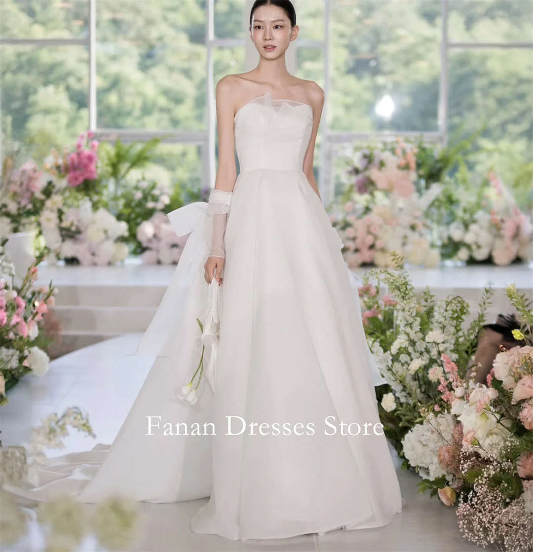

FANAN Корейские свадебные платья принцессы без бретелек 웨딩드레스 Корсет Простой трапециевидной формы цвета слоновой кости на заказ Красивые платья невесты размера плюс