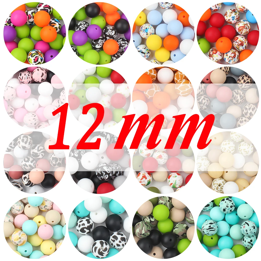 

10pcs 12mm Baby Silicone Beads Round Teether Teething Beads DIY Pacifier Chain Necklace Pendant Toys BPA Free Baby Accessories