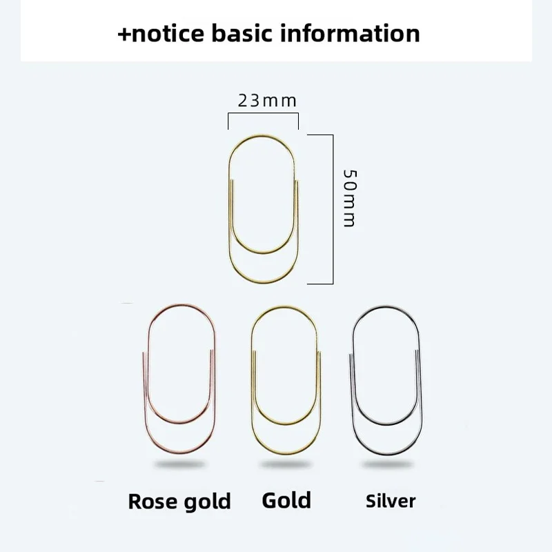 50PCS 대형 사이즈 50mm 종이 클립 금속 만화 색상 장식용 사무실 파일 학생 노트북 정리함
