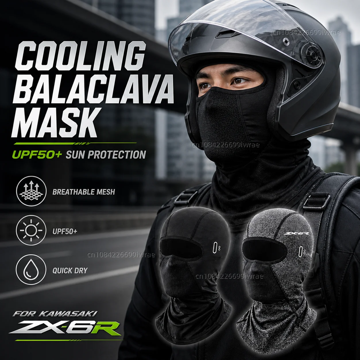 Cooling Motorcycle Balaclava Mask UPF50+ UV Protection Breathable Face Cover Summer For Kawasaki Ninja ZX6R ZX-6R ZX 6R