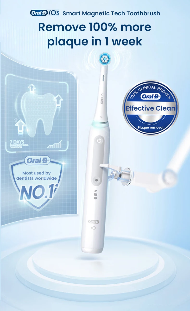 Oral B IO3 Electric Toothbrush IO Series 3 Cleaning Modes for Dental Care Replacement Toothbrush Heads Teeth Brush