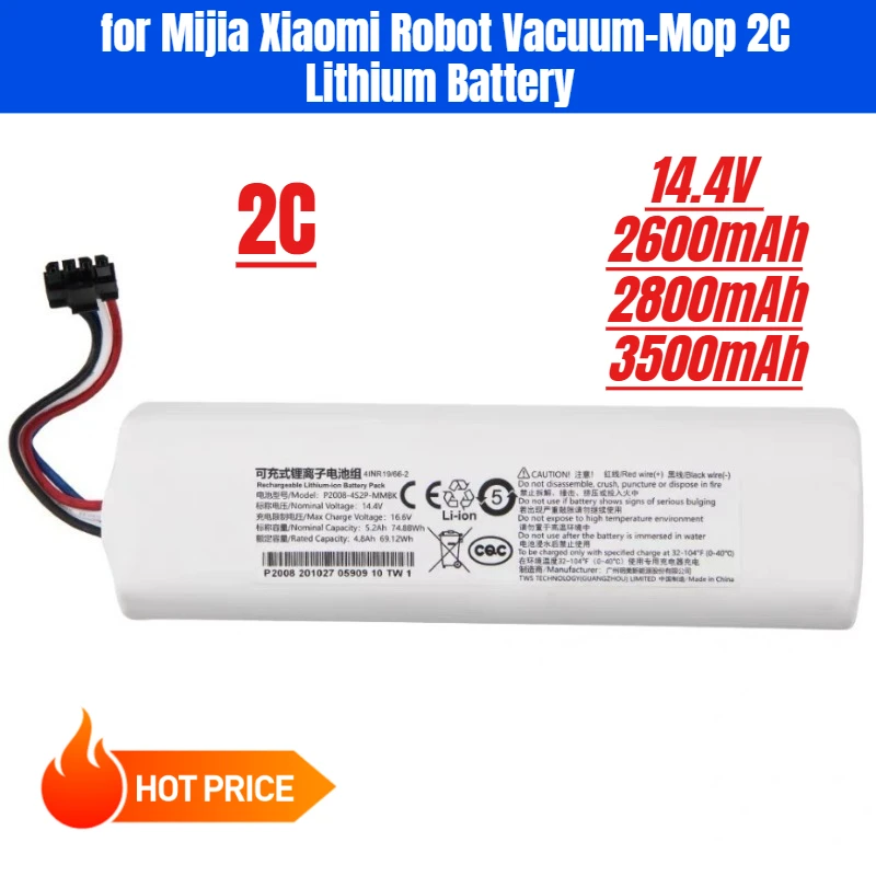 

14.4V 3500mAh for Mijia Xiaomi Robot Vacuum-Mop 2C Lithium Battery