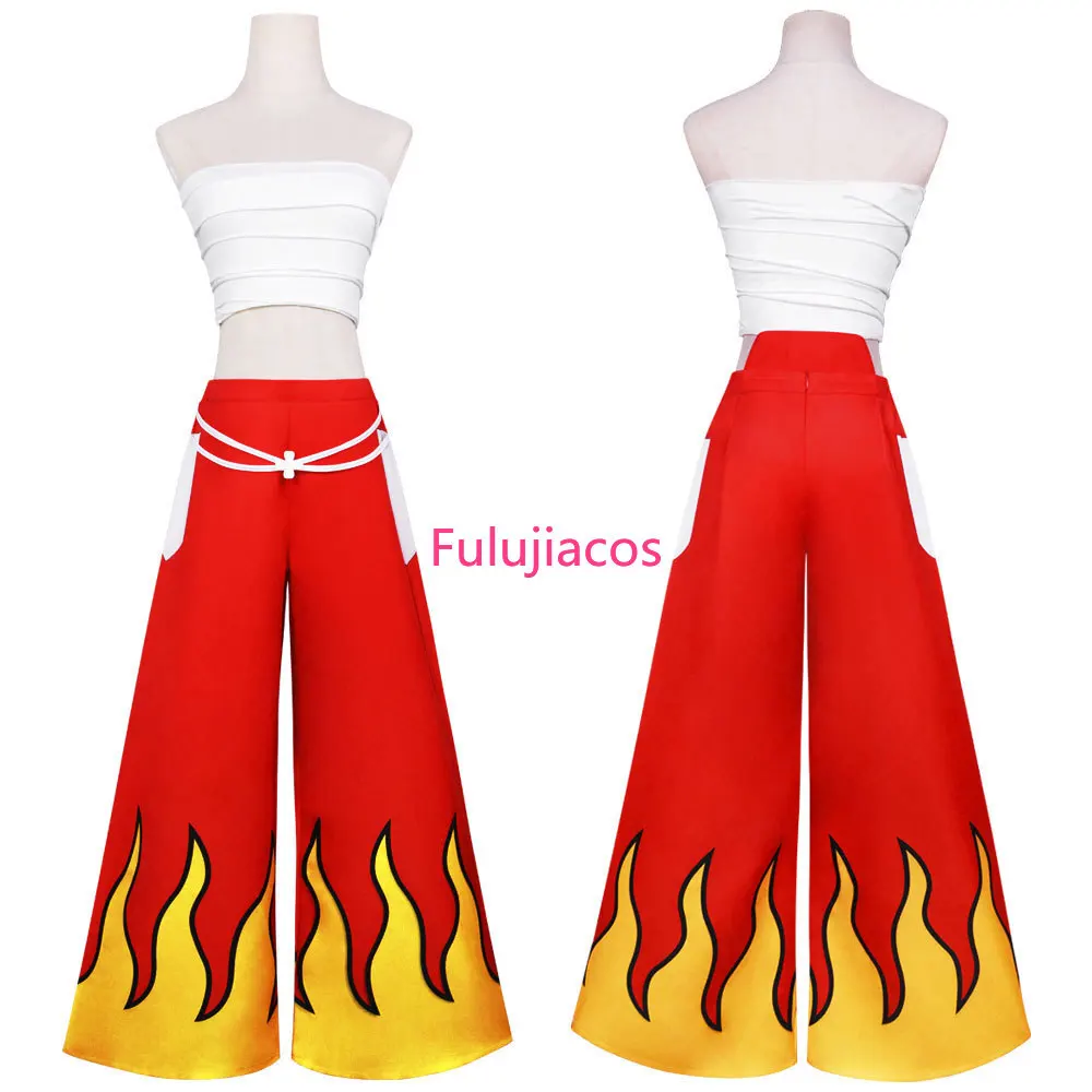 

Fulujiacos Erza Scarlet Cosplay Costume Pants White Tube Tops Full Set