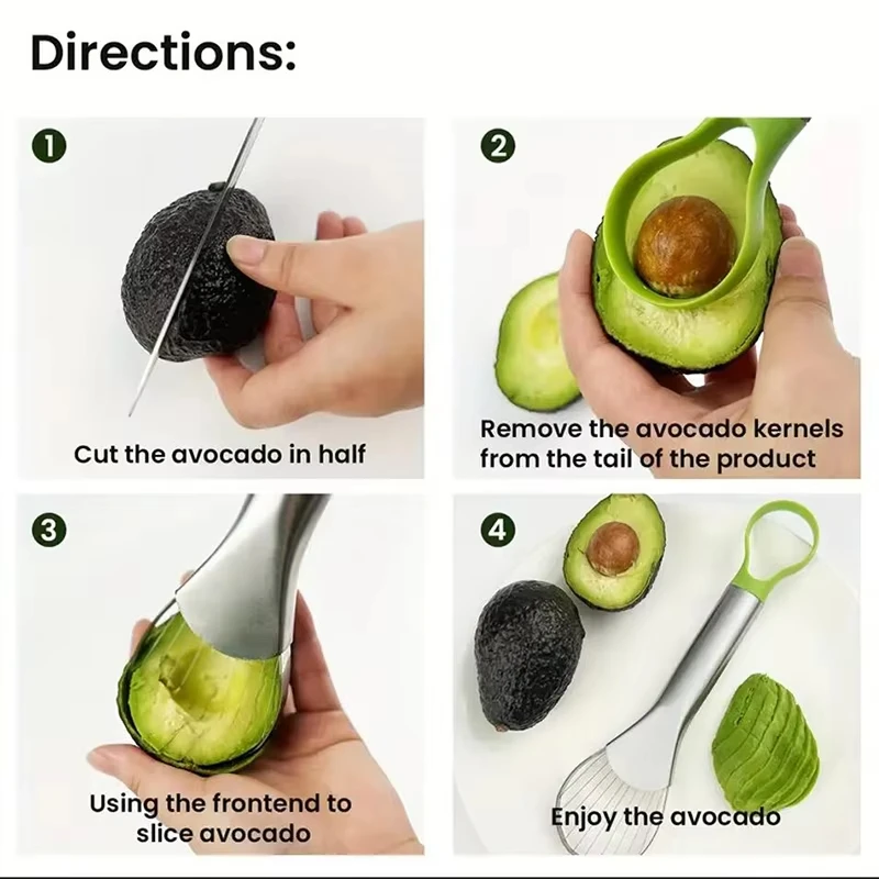 Trancheur d'avocat en acier inoxydable 2 en 1, couteau éplucheur pour Pitaya Kiwi, Gadget de cuisine, outils pour fruits et légumes