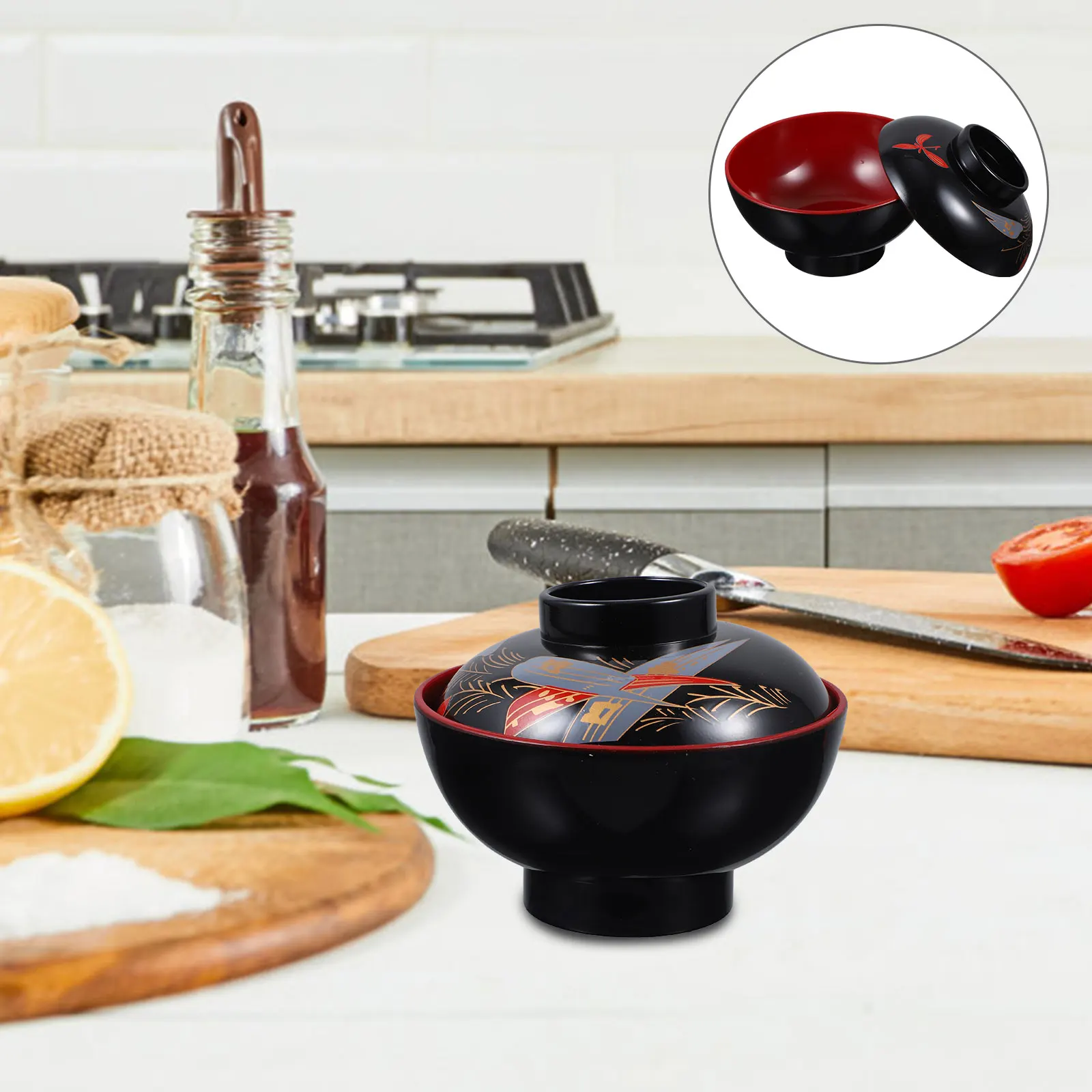 

Japanese Lidded Soup 10Oz With Cover For Home Restaurant Use Kitchen Rice Bowl Multi-Function Food Container Decorative