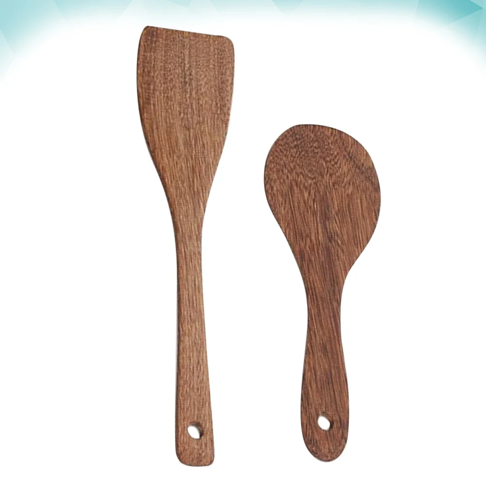 

2 Pcs Cooking Spatula Kitchen Serving Utensils Wood Shovel Practical Wooden Tableware