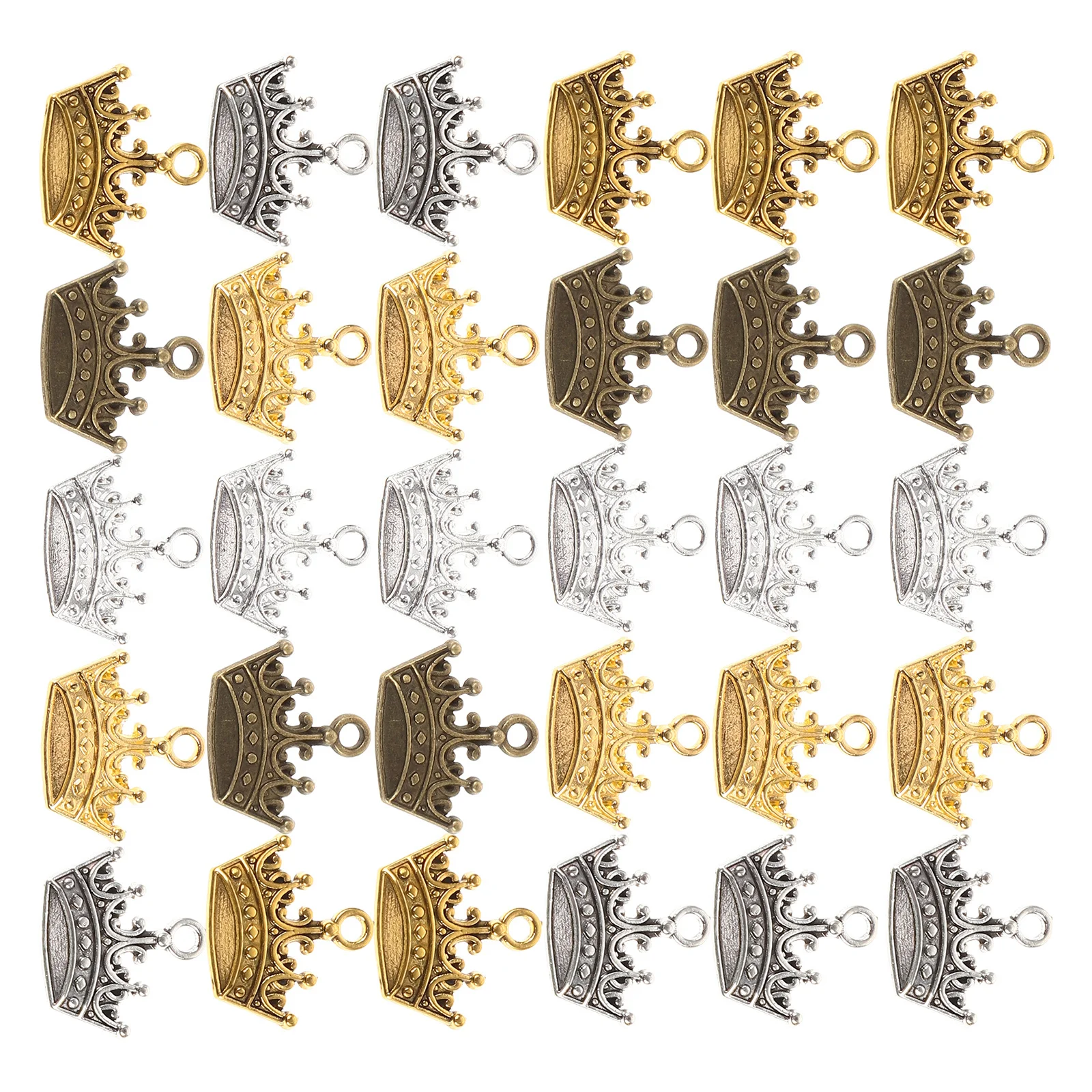 

100Pcs Vintage Crown Pendants Alloy Metal Charms for Jewelry Making Necklace Bracelet Keychain Accessories Pendant Charms