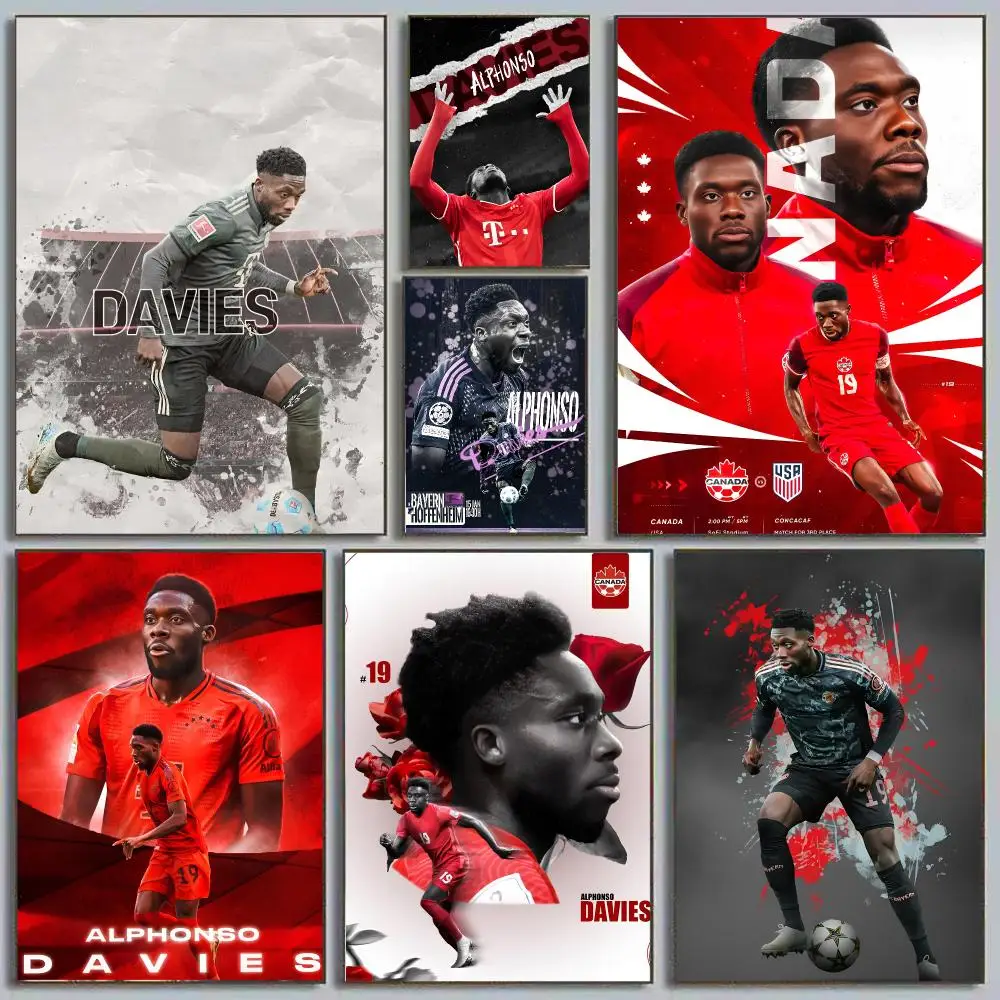 Alphonso Davies Phonzie Roadrunner Bayern Left Back Painting Calligraphy Eco-friendly wall decor Vintage Office frameless