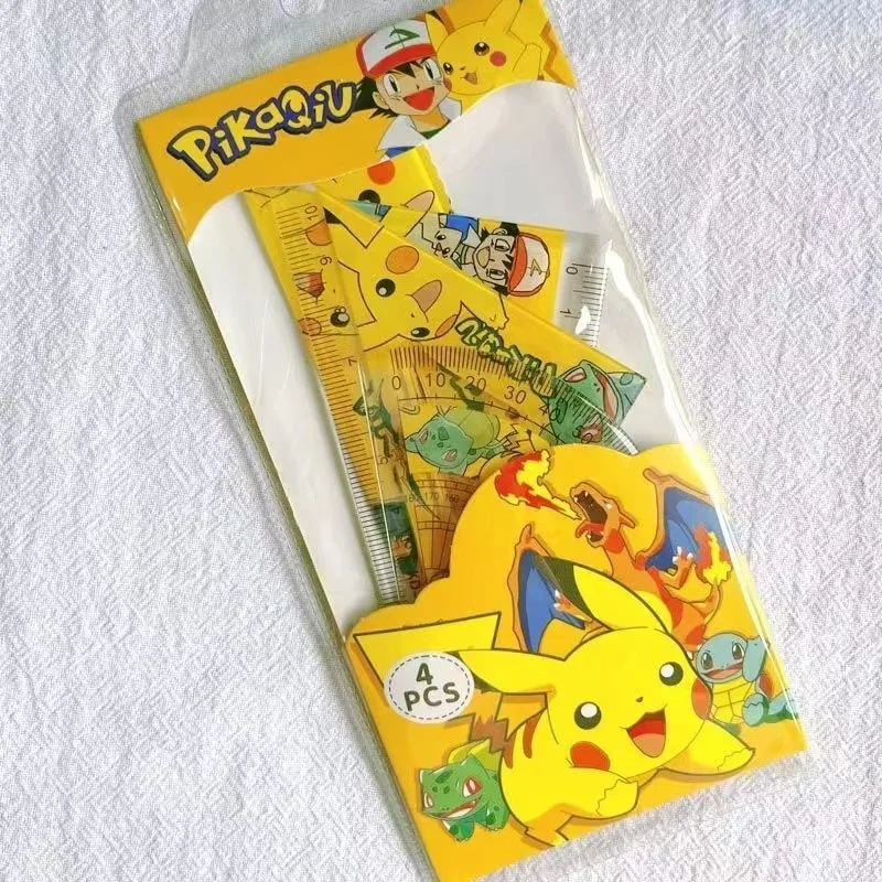 Kreskówka Pokemon władca Pikachu z kreskówki peryferyjnego zestaw 4-częściowych szkolne materiały papiernicze przyborów szkolnych linijka trójkąta