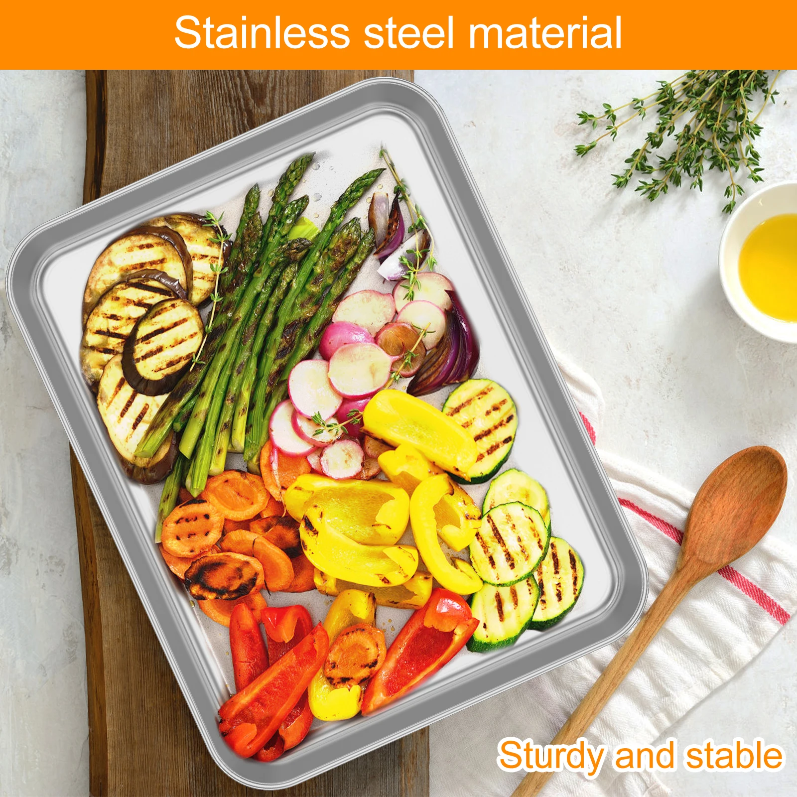2Pcs Toaster Oven Pan 304 Stainless Steel Small Baking Sheet Multipurpose Toaster Oven Tray for Commercial and Home Baking Tool