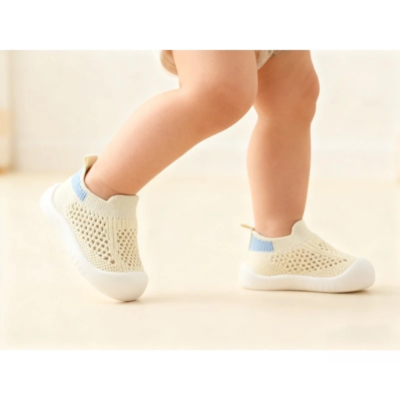 New Baby First Walkers Soft Sole Anti Slip Shoes 1-3 Years Infants Boys Girls Mesh Breathable Indoor Floor First Walkers