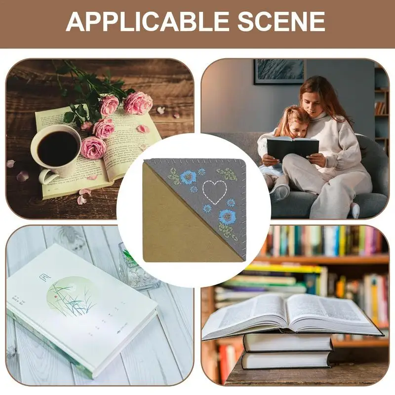 Embroidered Bookmark Corner Felt Page Mark Hand Stitched Triangle Corner Book Mark Corner Page Bookmark For Book Reading Lovers