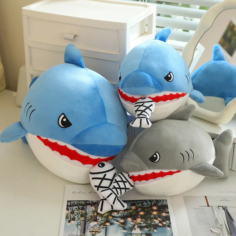 

Creative Sharks Eat Small Fish Soft Plush Toys Cartoon Stuffed Animals Funny Lifelike Megalodon Pillow for Kids Gifts Home Decor