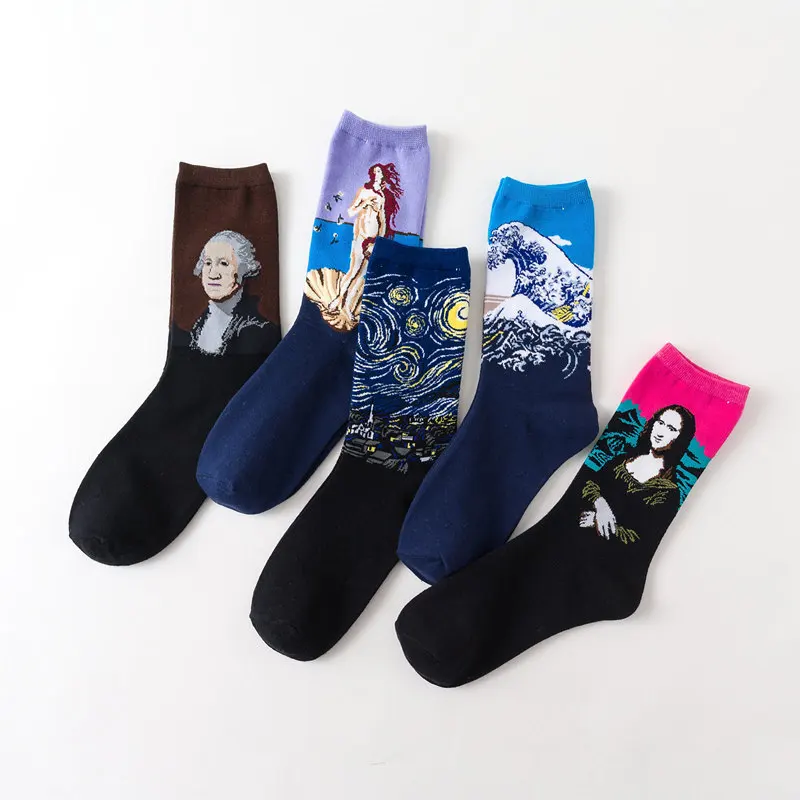 

Hot Starry Night Autumn Winter Retro Women Personality Art Van Gogh Mural World Famous Painting Male Socks Oil Funny Happy Socks