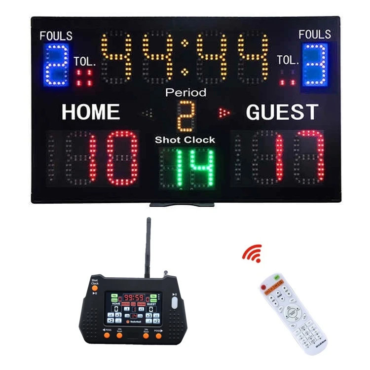 Portable Wireless Remote Console Control LED Digital Scoreboard, Electronic Scoring Display for Basketball Games