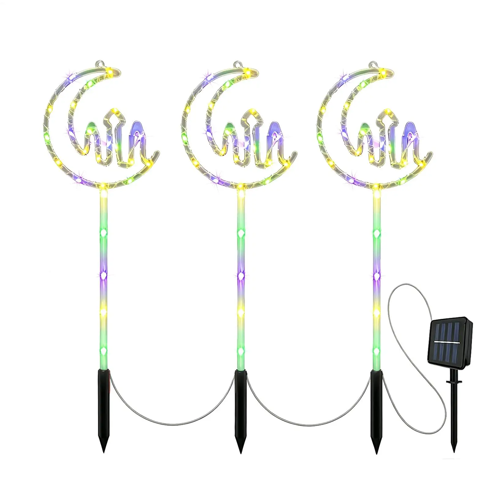 Solar Outdoor Stake Lights Waterproof Moon Star Insert Pathway Lamp Solar Christmas Stake Lights For Valentine Day Holiday