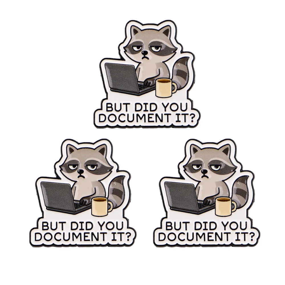 Programmer Raccoon Enamel Brooch Funny Worker Programmer English Text Badge Workplace Worker Backpack Accessories Pin Decoration