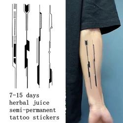 Line Mechanical Tattoo Stickers Herbal Juice Non-reflective Waterproof Female Lasting Male Leg Arm Chest Faux Tatouage Adesivos