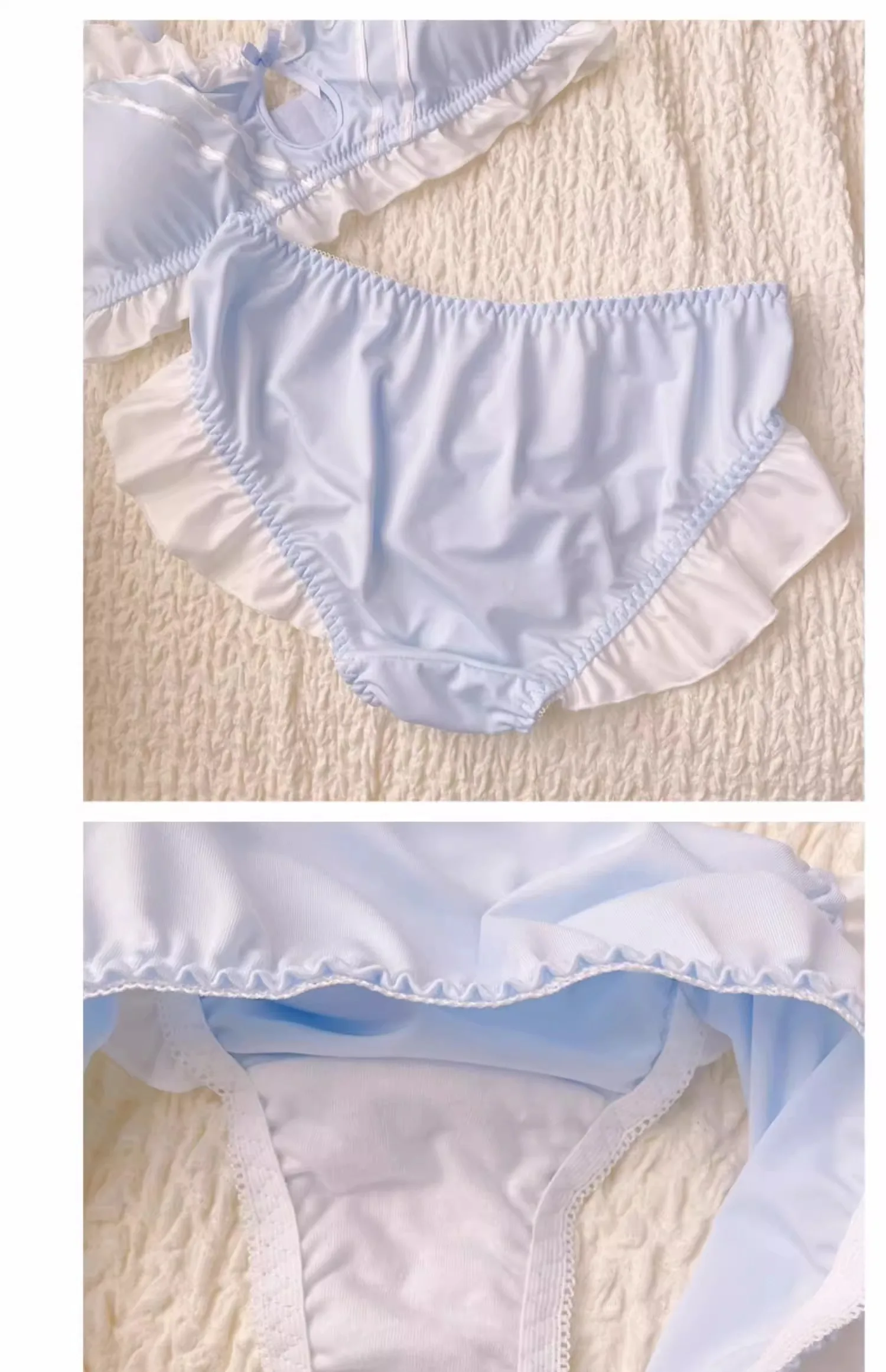 MOYISU Kawaii Lolita BH-Set mit Hasenohren-Ausschnitt, ohne Bügel, weiches, süßes, für kleine Brüste, sinnliches Dessous-Set AB JapanYa Ma Die – Detail 20