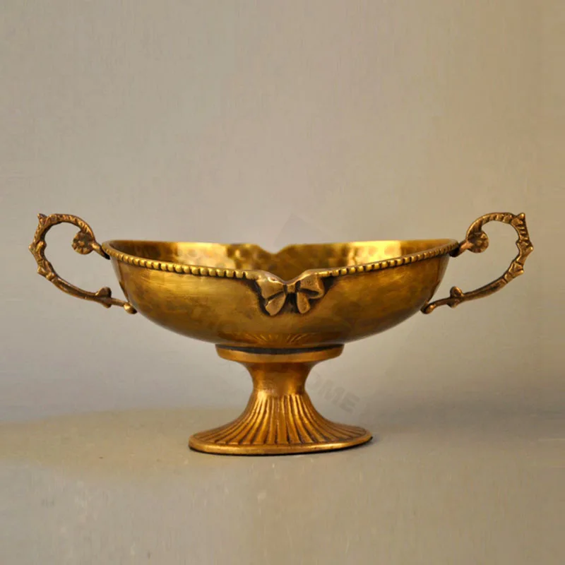 

Handmade Brass Storage Tray Retro Hammered Decorative Bedroom Jewelry Organizer European Home Living Room Desktop Fruit Trays