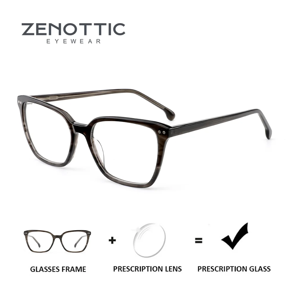 ZENOTTIC Trendy Butterfly Prescription Eyeglasses For Women Acetate Progressive Multifocal Computer Lenses Myopia Eyewear