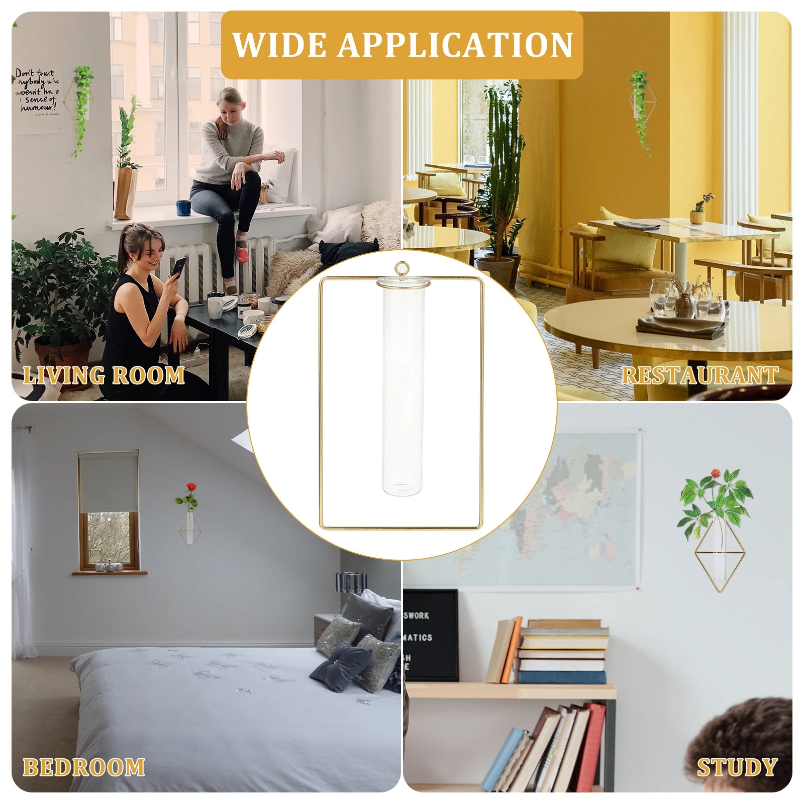 

2Pcs Nordic Style Wall Hanging Flowerpot Golden Creative Iron Craft Punch Wall Holder Nordic Style Flower Holder