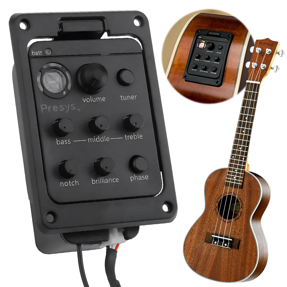 201 Classic Acoustic Guitar EQ Tuner Piezo Pickup Onboard Preamps 4-Band Equalizer Mic Blend Preamp for Fishman Presys+