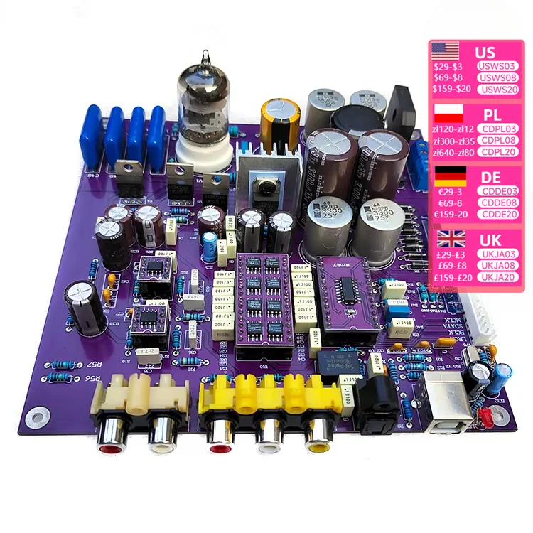 TDA1541 DAC decoding board coaxial fiber USB input 5670 electronic tube buffered output