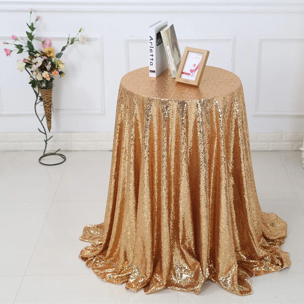

0.8x0.8m Embroidered Sequin Tablecloth Glitter Finish Table Cover for Hotel Event Dining Modern Shiny Table Setting Golden