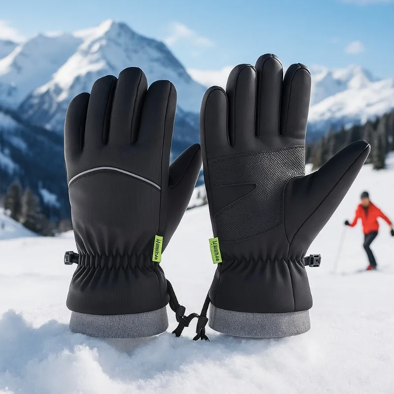 

Мужские зимние водонепроницаемые велосипедные перчатки для спорта на открытом воздухе, бега, мотоцикла, лыж, флисовые перчатки с сенсорным экраном, нескользящие теплые полные пальцы