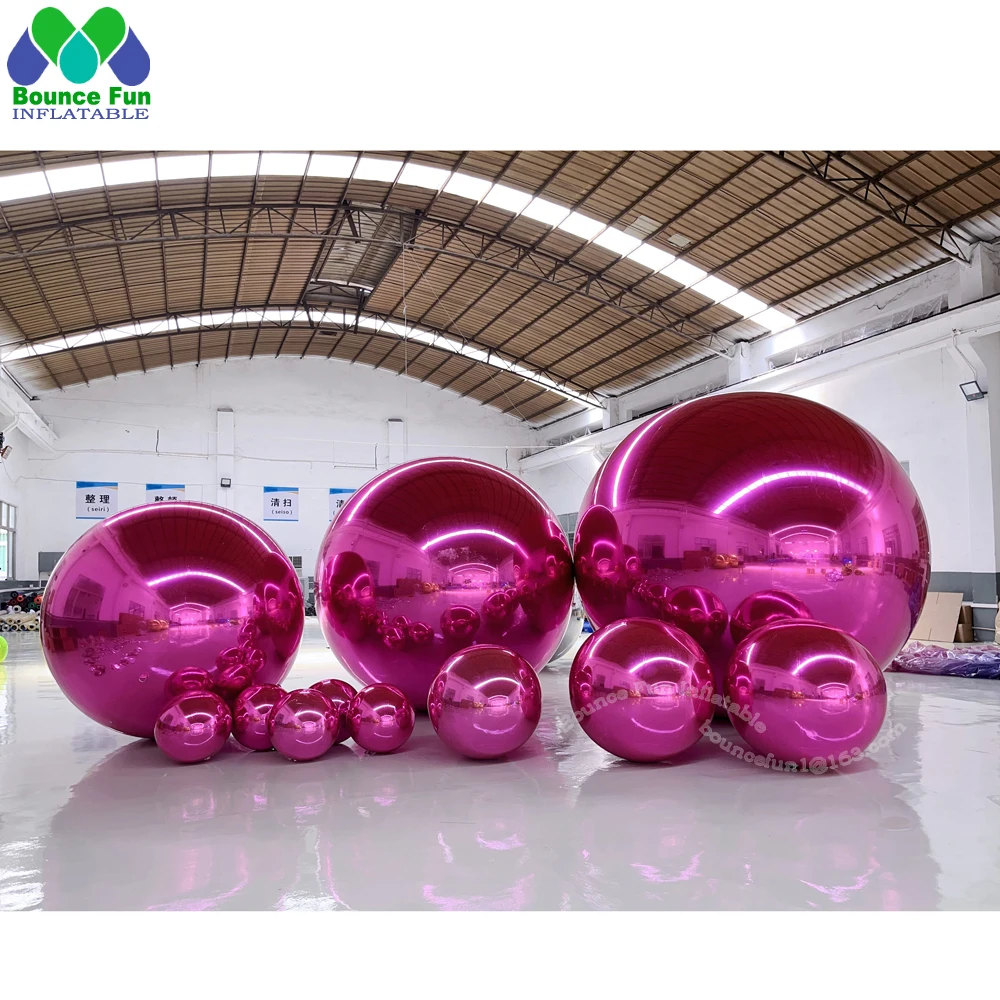 Fashion Attractive Design Pink Inflatable Mirror Balloon Christmas Decoration Sealed Mirror Ball For  Outdoor Indoor Party Event