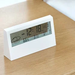 Thermo-Hygrometer Clock Battery Operated Electric Desk Alarm Clock Digital Temperature Humidity Meter Modern Home /Office Watch