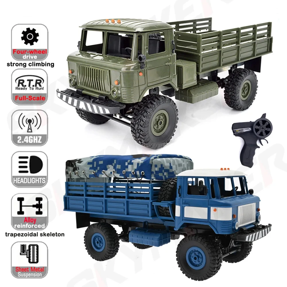 1:16 Wpl B-24 Gaz-66 Remote Control Military Truck Diy Off-road 4wd Rc Car 4 Wheel Drive Off-road Climbing Vehicle For Gift Toy