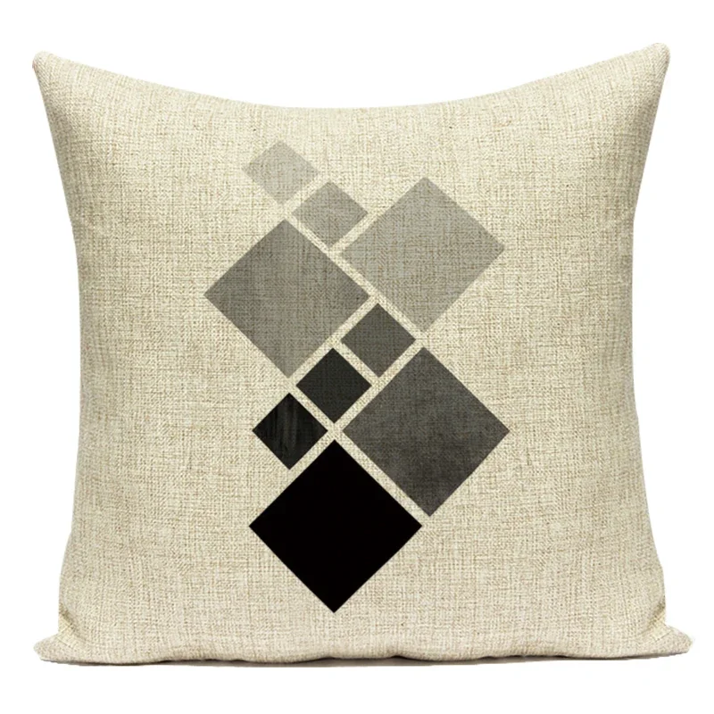 Black White Geometric Deer Animal Cotton Linen Pillow Cover Simple Living Room Sofa Cushion Decorative Cojines Para Sofa