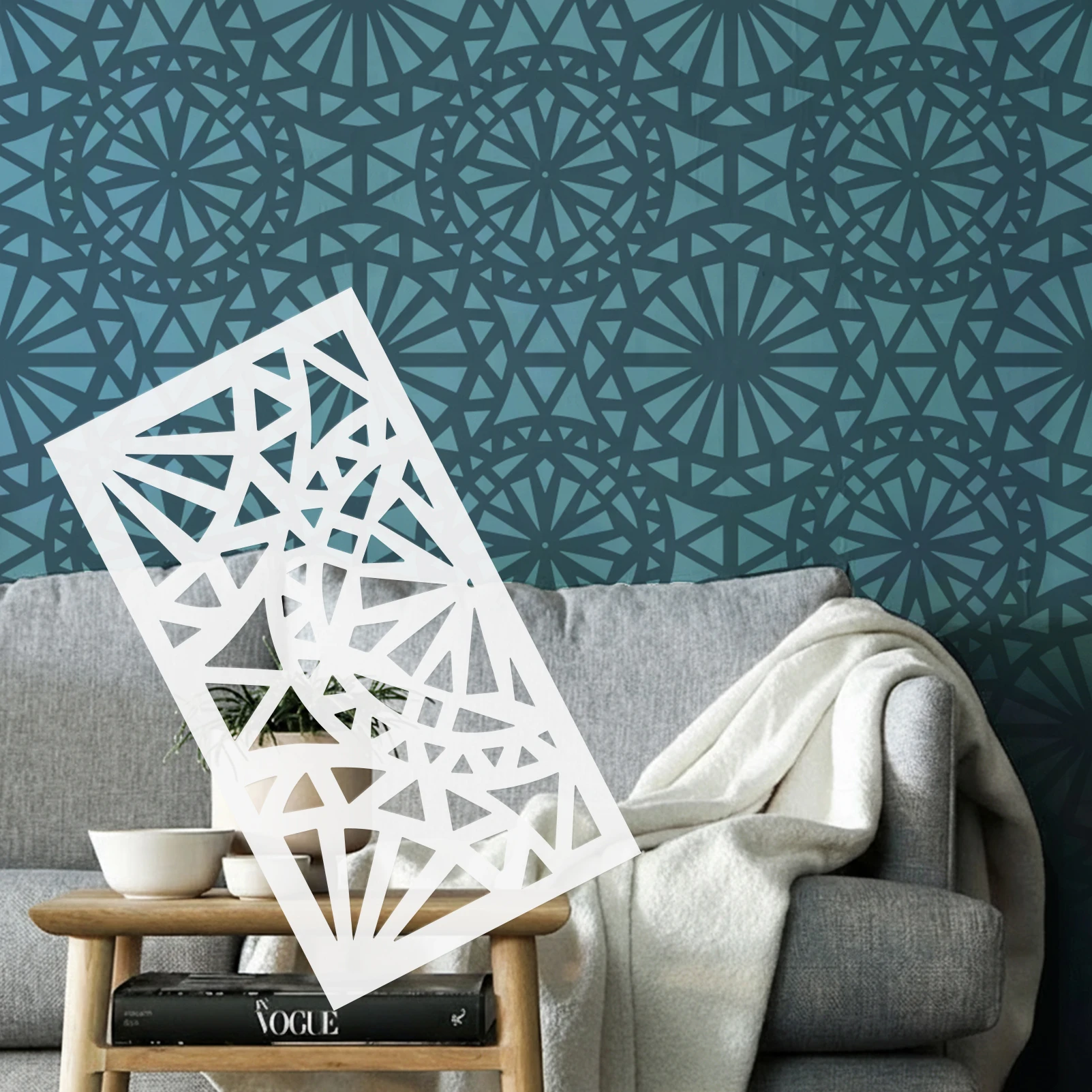 

Геометрическая живопись, настенный трафарет 40 см-80 см, цветок, марокканский стиль, пластиковая плитка, многоразовый большой шаблон, домашний декор, ремесленный пол