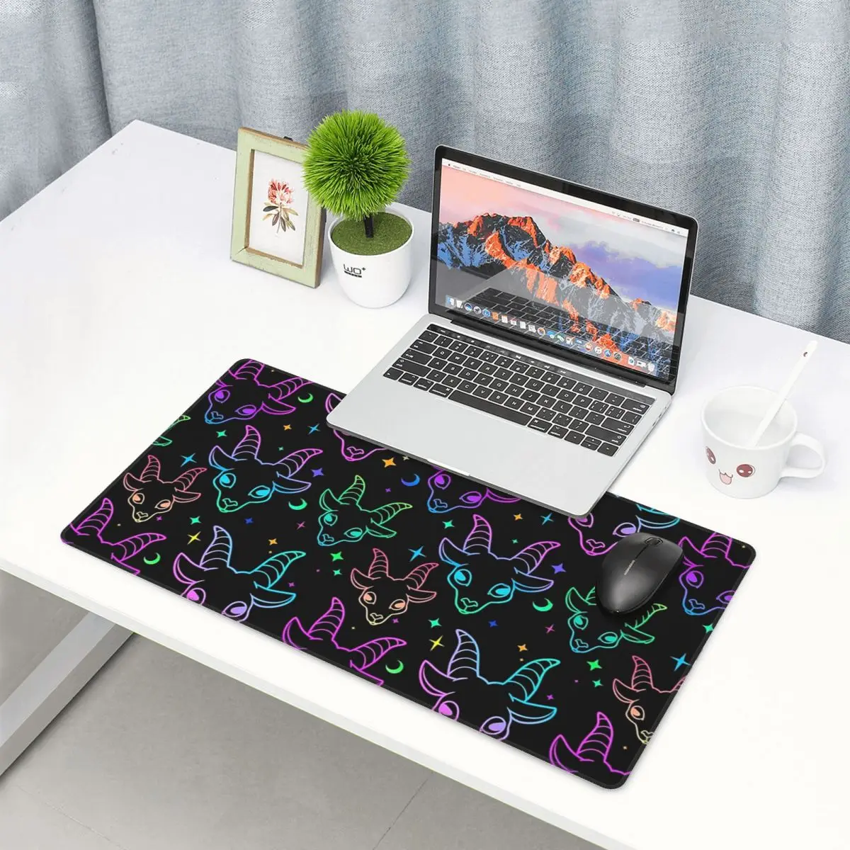 

Large Mouse Pad Little BaphometPastel Goth Kawaii Pastel Creepy Gamer PC Laptop Mats Keyboard Accessories Desk Mat