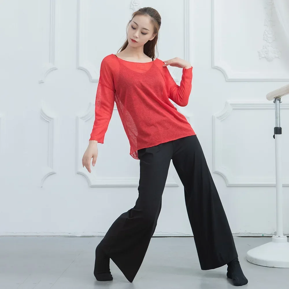 Tanzhose mit weitem Bein für Erwachsene und Damen, klassische lockere Yoga-Trainingskleidung, große Hose mit geradem Bein