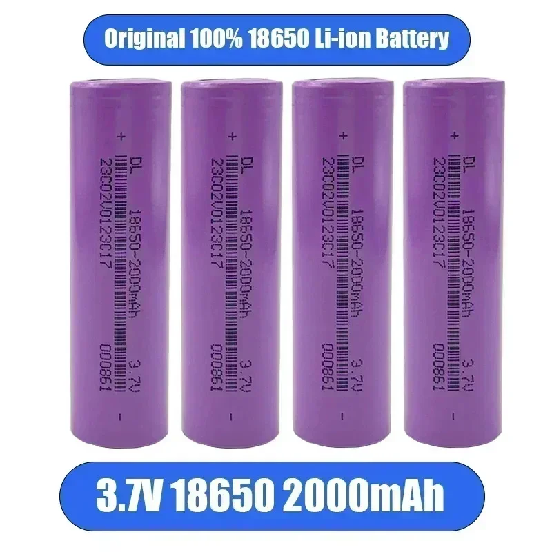 Batteria ricaricabile agli ioni di litio originale al 100% 18650 3.7V 2000mAh 10A scarica per torcia elettrica e cacciavite per elettroutensili