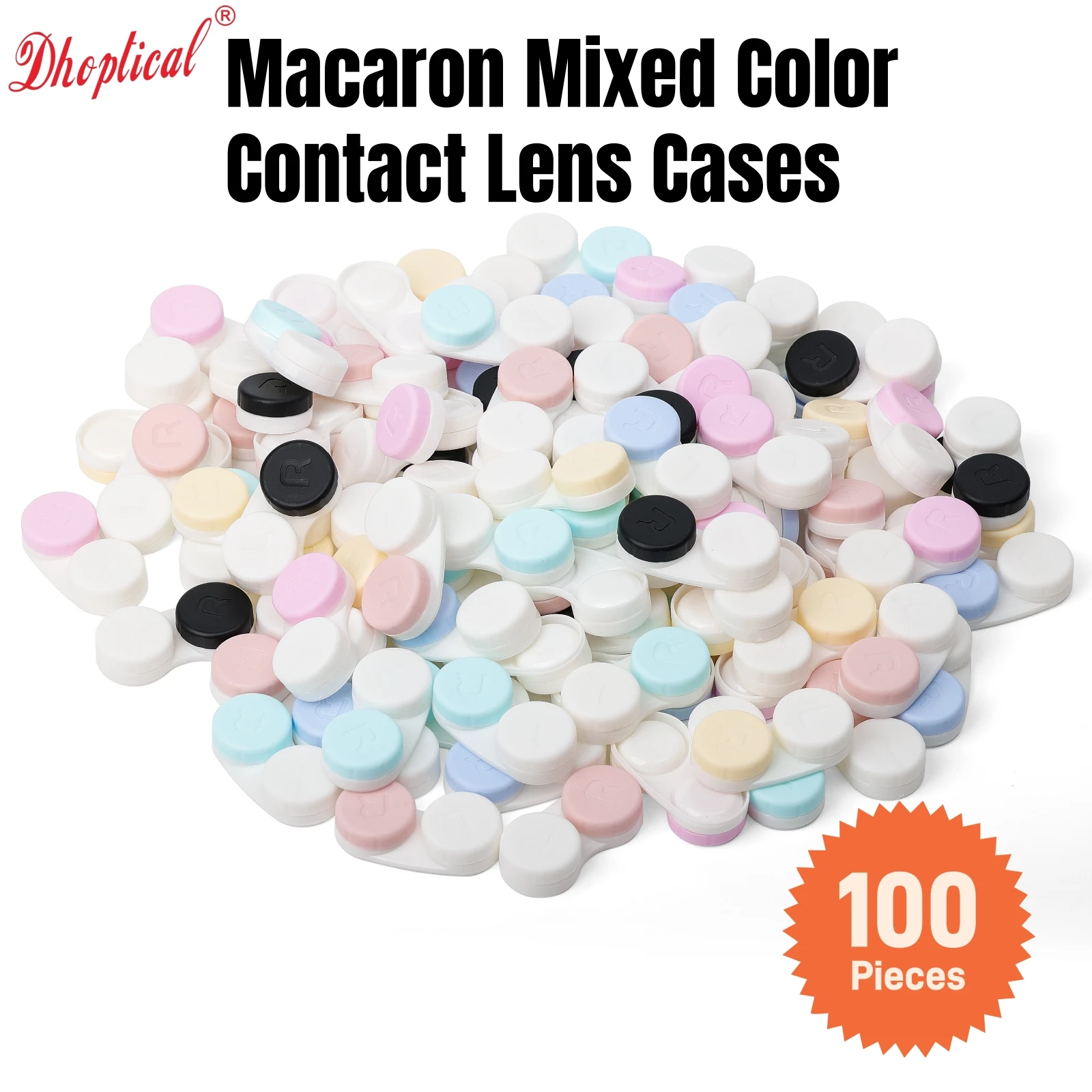 100PCS Macaron Mixed Color Contact Lens Cases Set Portable with L/R Identification for Storage