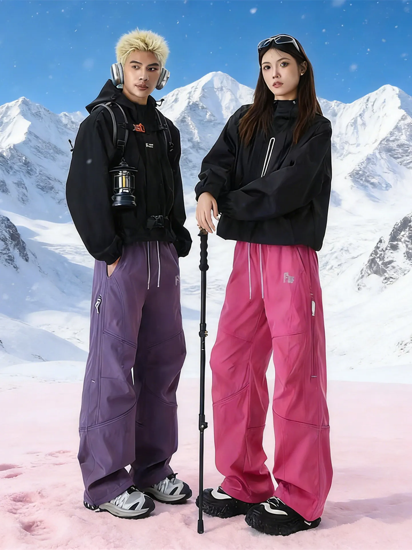 

Men's Winter Fce Lined Workwear Trousers Outdoor Sports Skiing Pants Warm Anti-Cold Casual Pants Polyester Fiber Straight Leg