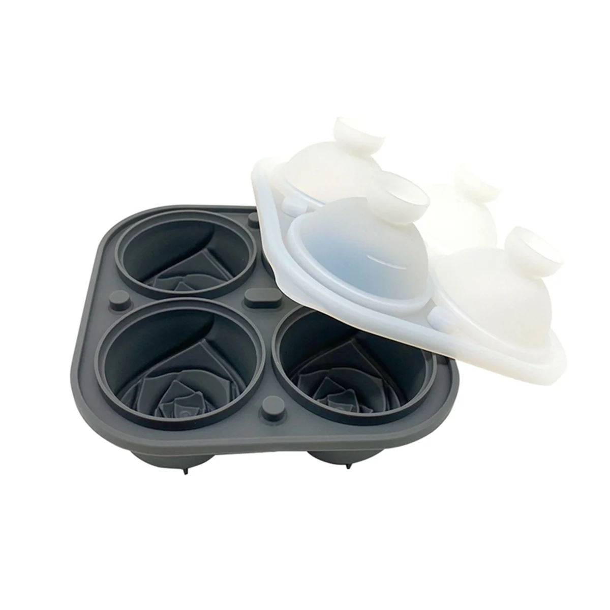 3D Rose Ice Square Mold,Ice Square Trays,Make 4 Giant Cute Flower Shape Ice,Dishwasher Grey Fun Big Ice Ball Maker