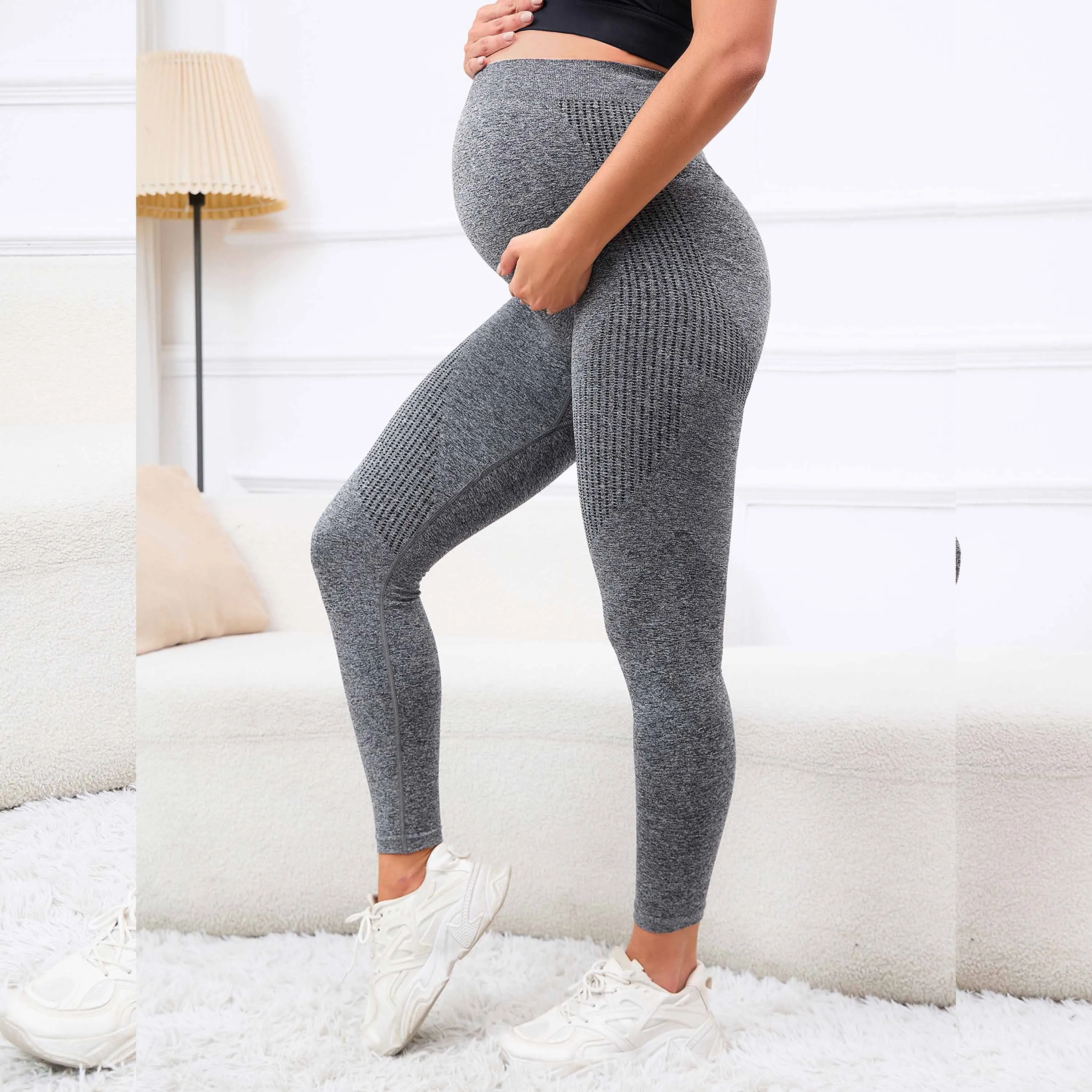 

High Waist Pregnancy Leggings Skinny Maternity Clothes for Pregnant Women Seamless Gym Clothing