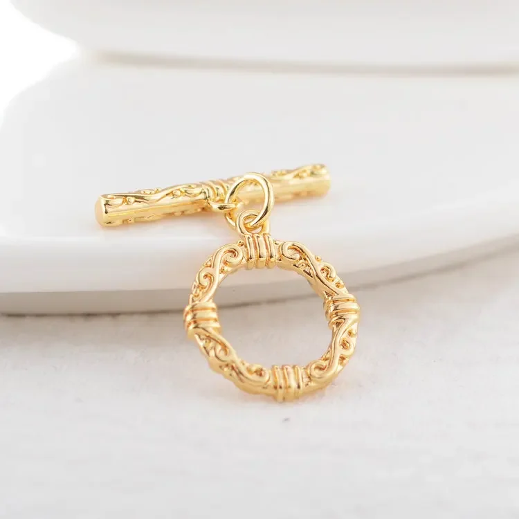 14K Gold Color Brass O Toggle Clasps Bracelet Necklace Connect Clasps Jewelry Making Supplies Necklace Diy Findings Accessories