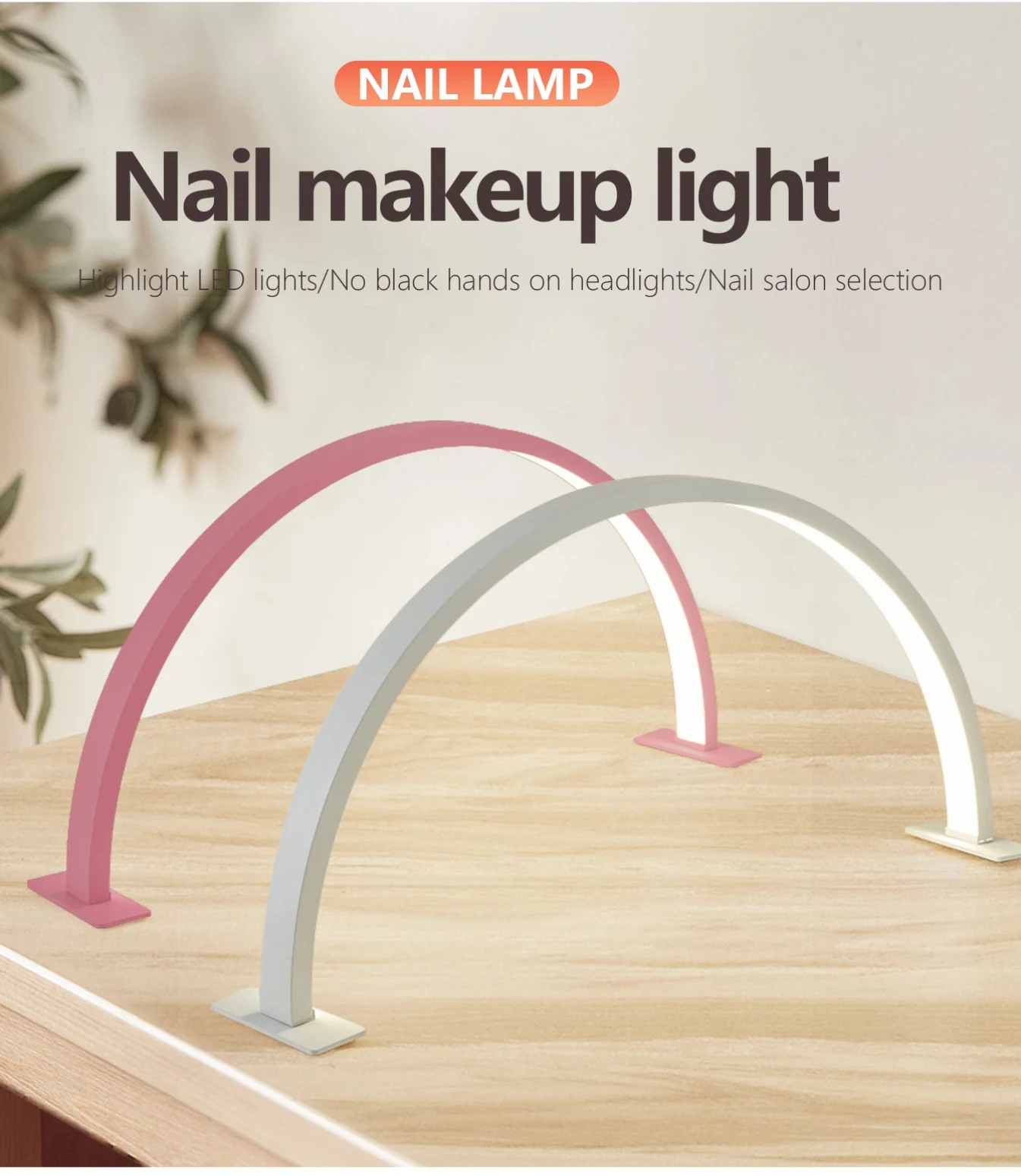 U-Shaped Beleza Fill Light, Half Moon, Salão de beleza, Tabletop Lavando Cílios, Maquiagem Beleza, Eye Care, LED Nail Special Lighting